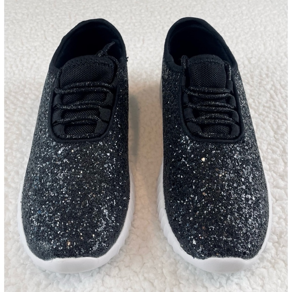 (NIB) FOREVER LINK • Black/White Remy Glitter Lace-Up Sneakers, 6 - Picture 2 of 16